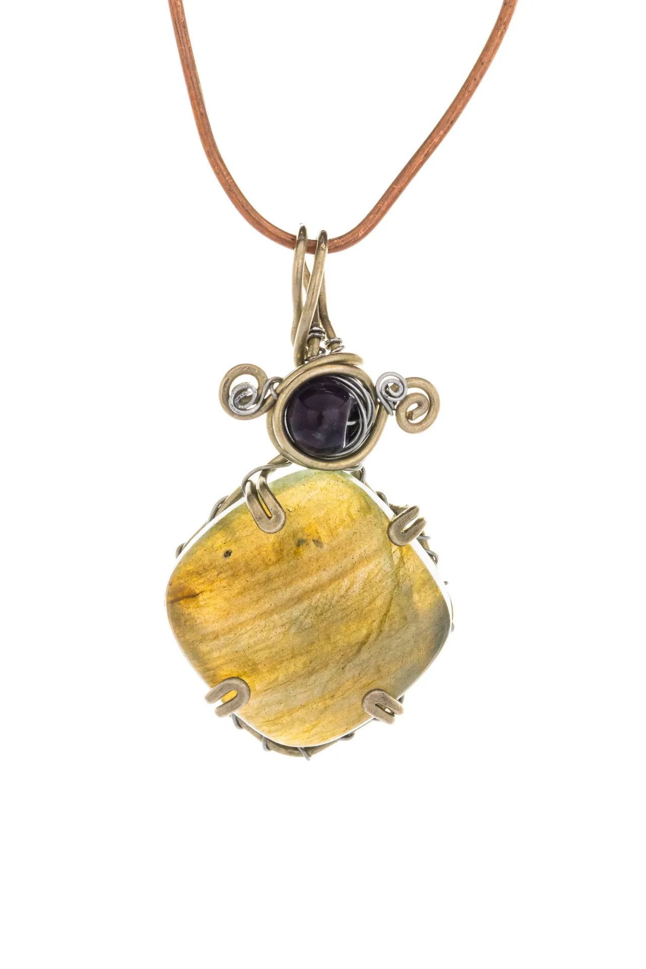 North Reflection — Labradorite and amethyst charm