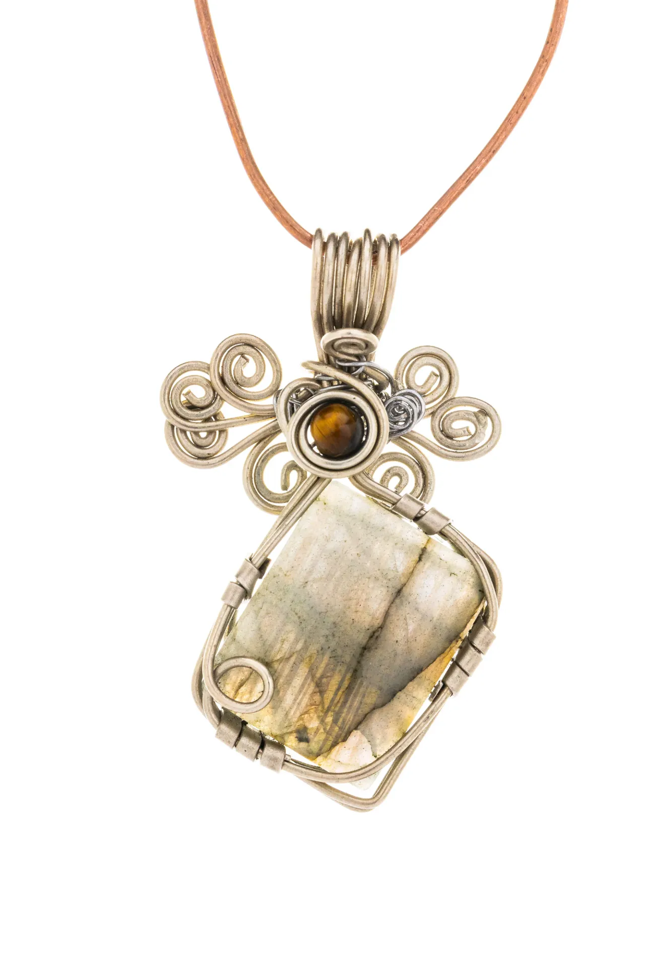 [DI-AL-LA-017] Crossroads — Labradorite and tiger's eye charm