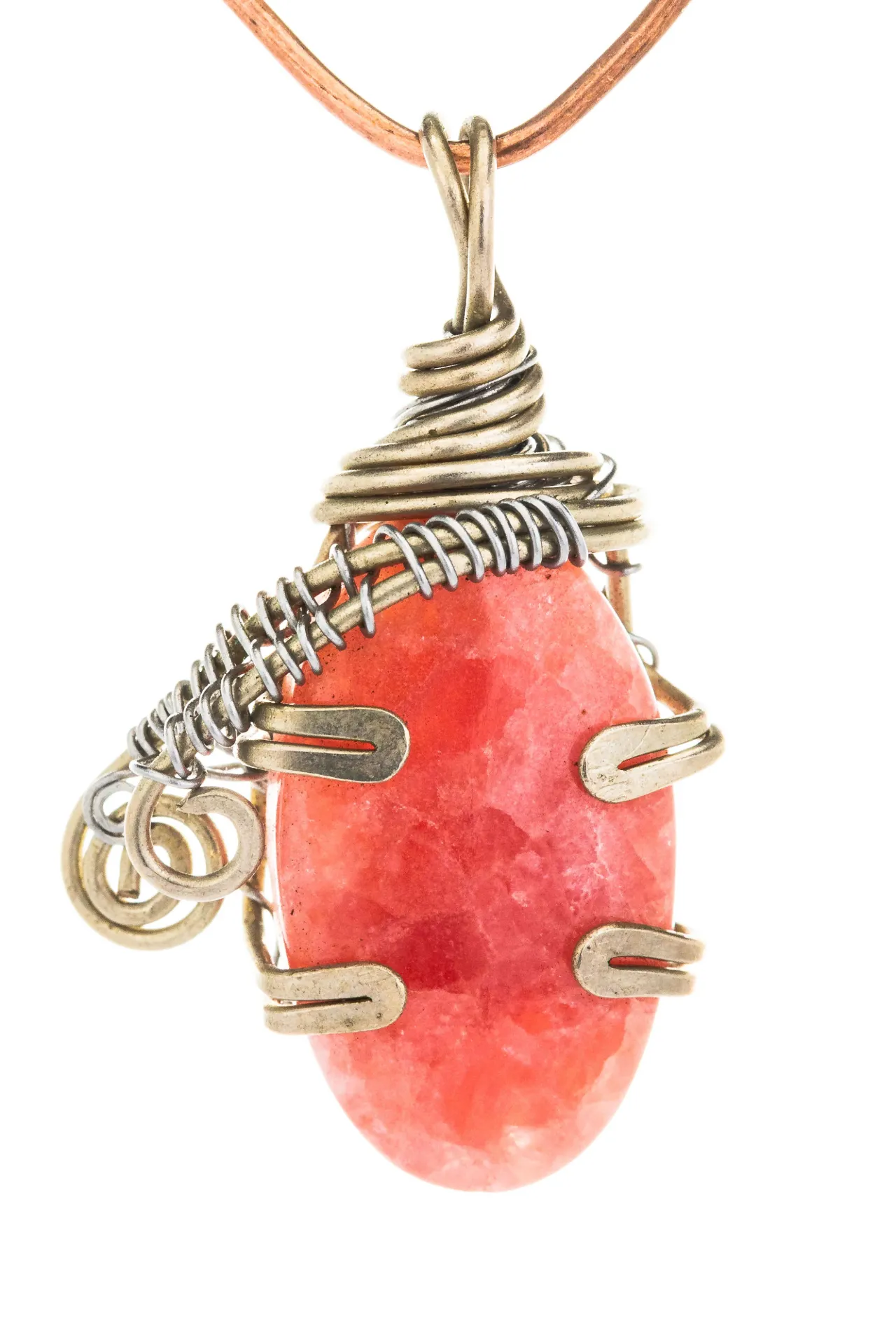Río Rosado — Dije de rodocrosita, alpaca y acero inoxidable